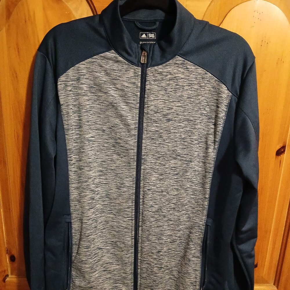 Adidas Golf Jacket Men's Medium Blue Puremotion Full Zip Colorblock Performance